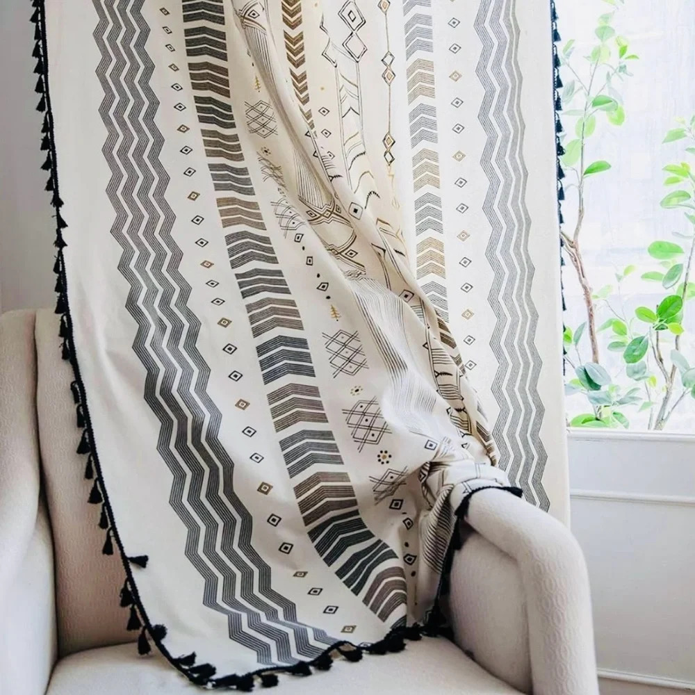 VCTOP ~ Window treatment boho western native neutral yellow crème black